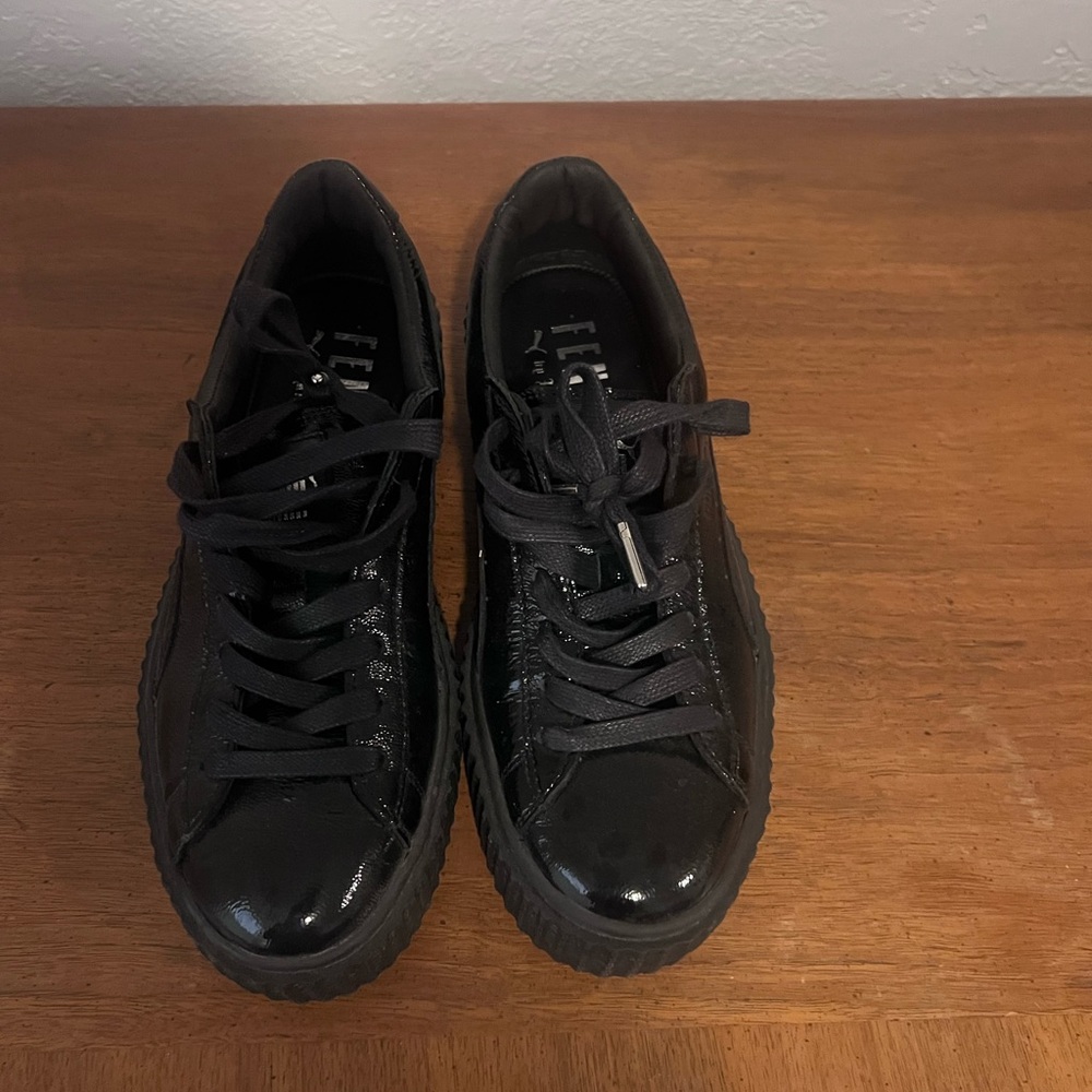 Puma Fenty Black Patent Leather Platforms